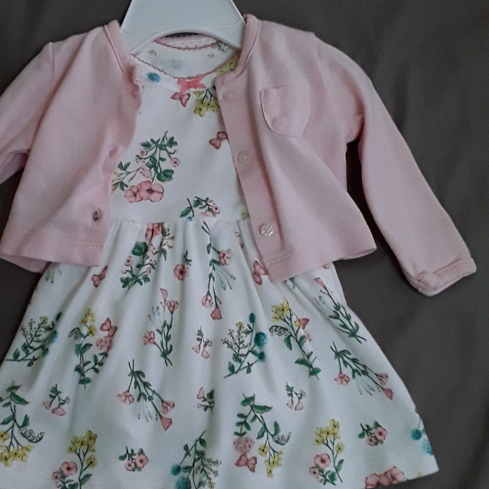 2 peice flower butterfly dress and sweater NWT